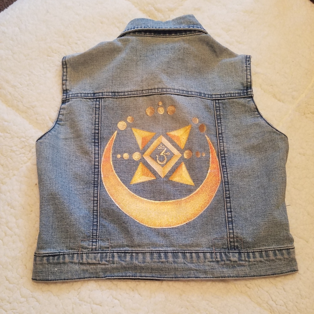 Celestial Hand Painted Denim Vest